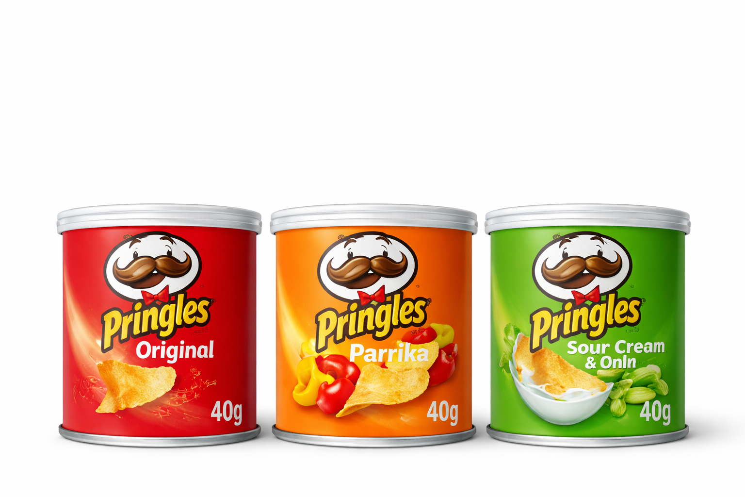 Pringles 40g original paprika en sour cream onion mini snack